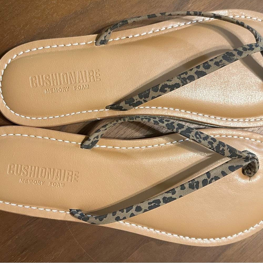 Cushionaire Leopard Print Memory Foam Sandals
